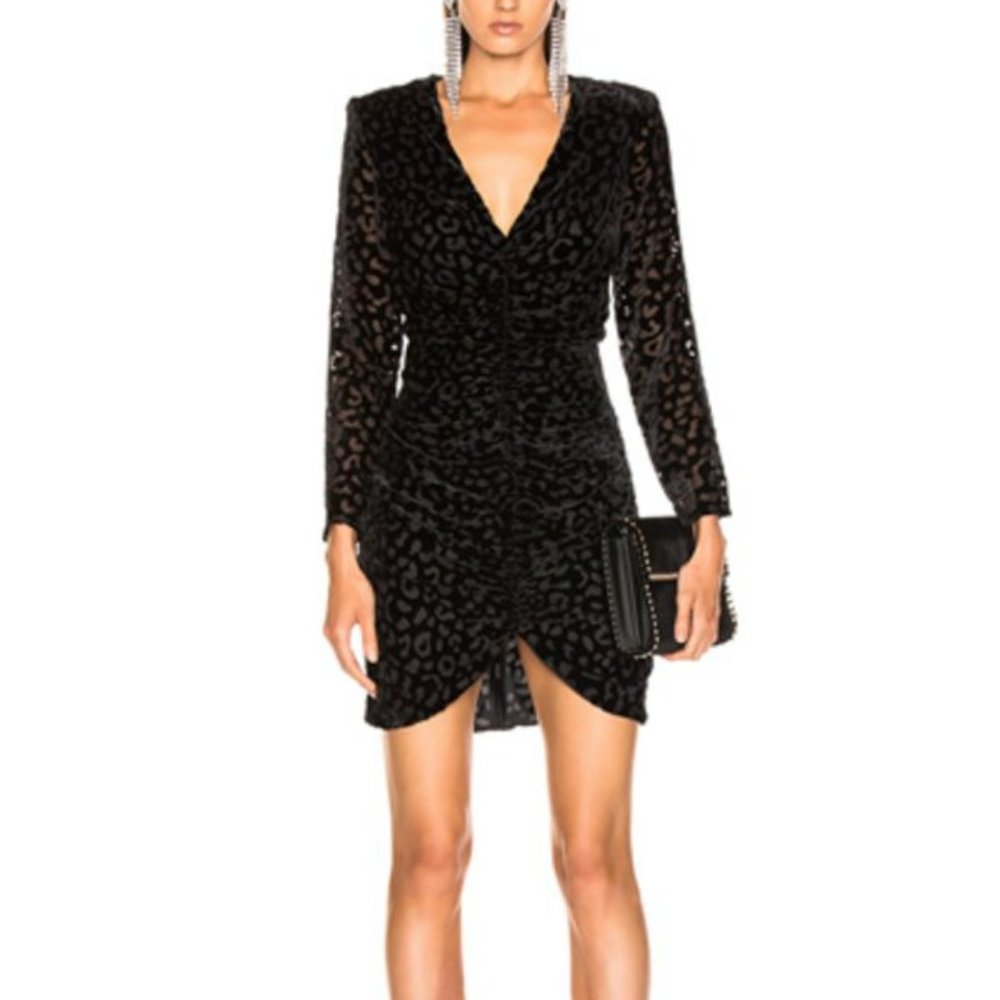 SMYTHE Leopard Velvet Long Sleeve Devoré Dress 10